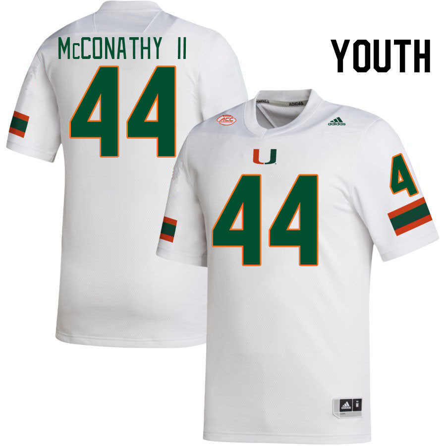 Youth #44 Cole McConathy II Miami Hurricanes College Football Jerseys Stitched-White